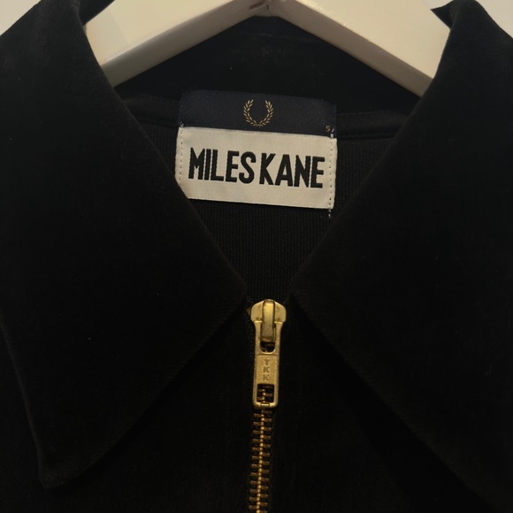 Fred Perry × Miles Kane Velour Track Jacket In Black - Picture 2 of 5